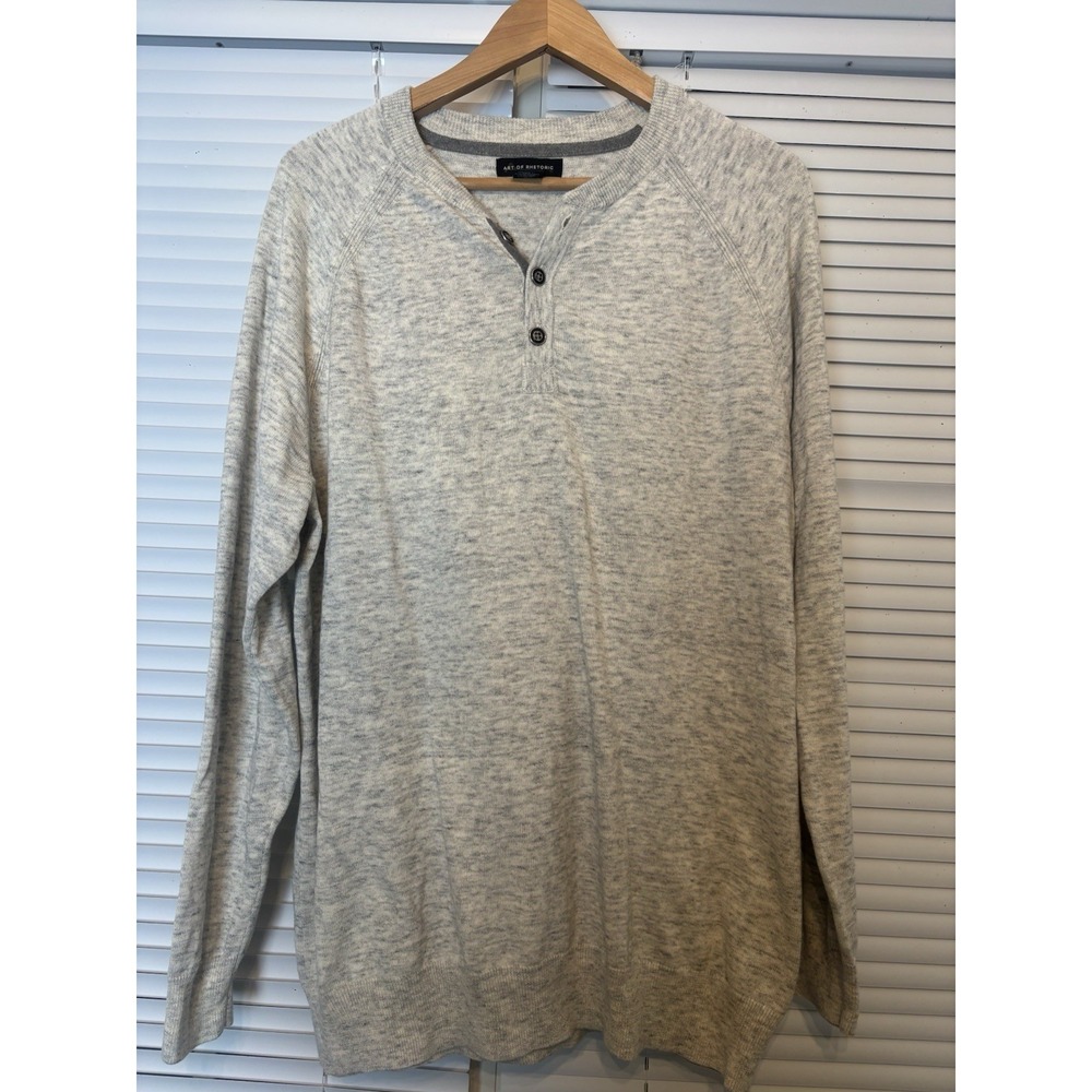 ART OF RHETORIC Mens Oatmeal Heather Henley L/Sleeve Sweater 100% Cotton GUC